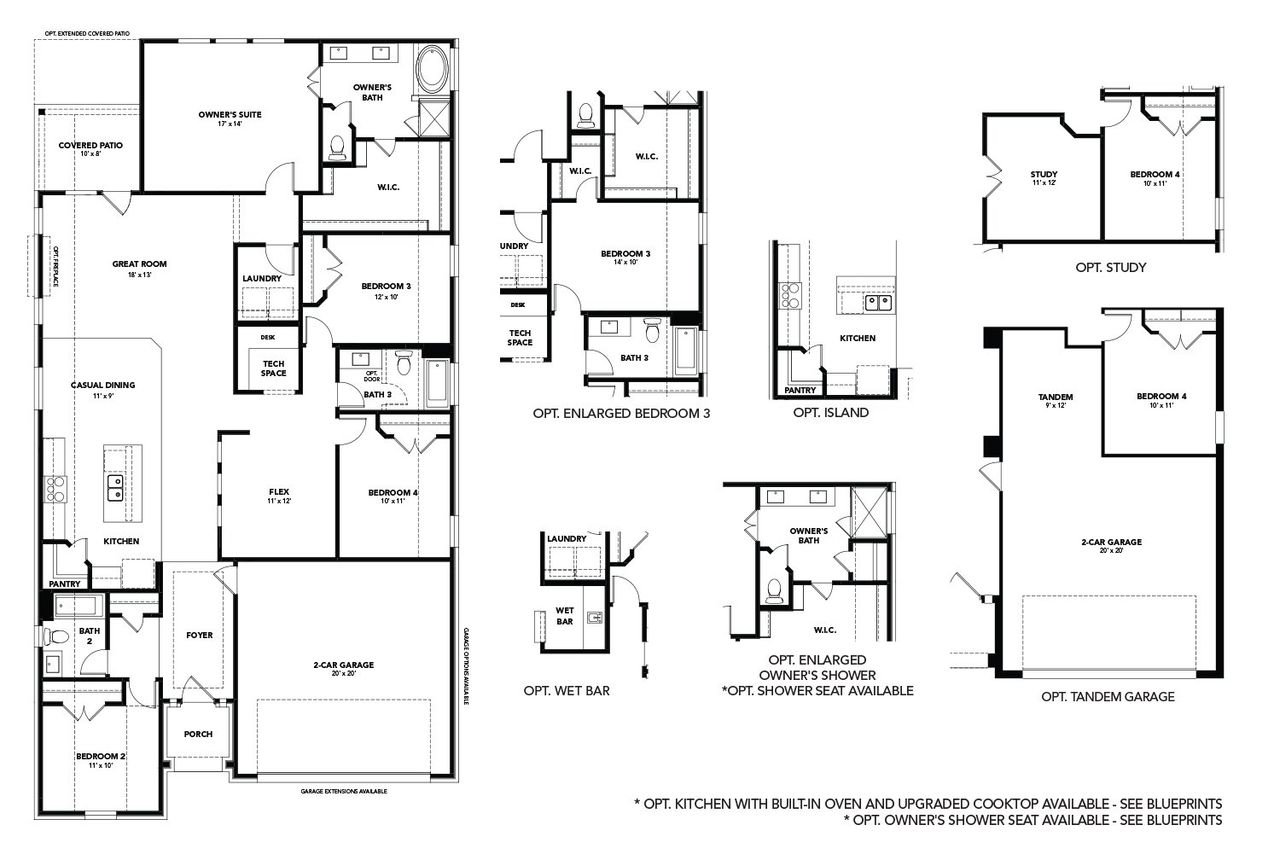 2D floor plan layout for the Oleander by DRB Homes in Newhaven, Manor, TX (Image 2).