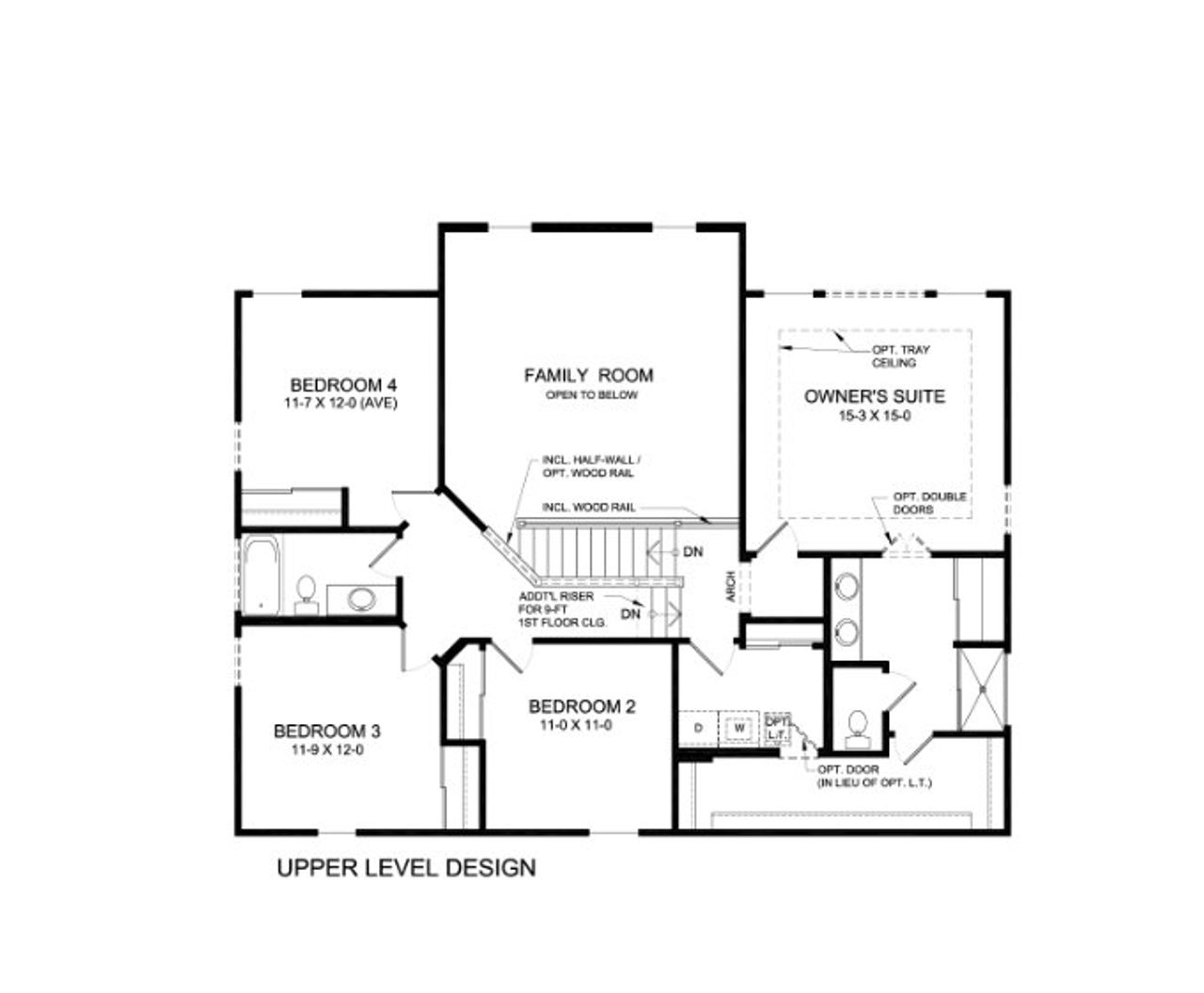2D floor plan layout for the Avery by Fischer Homes in Twin Lakes, Hoschton, GA (Image 2).