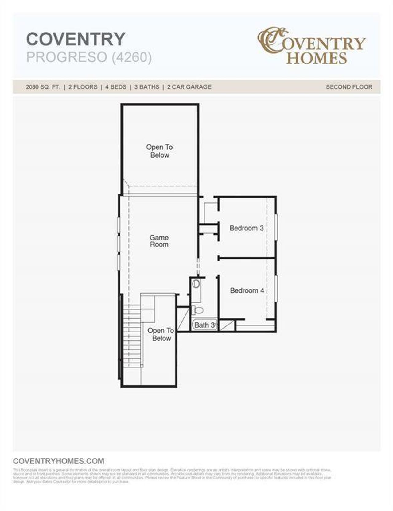 2D floor plan layout of this home in Escondido 45', Magnolia, TX (Image 2).
