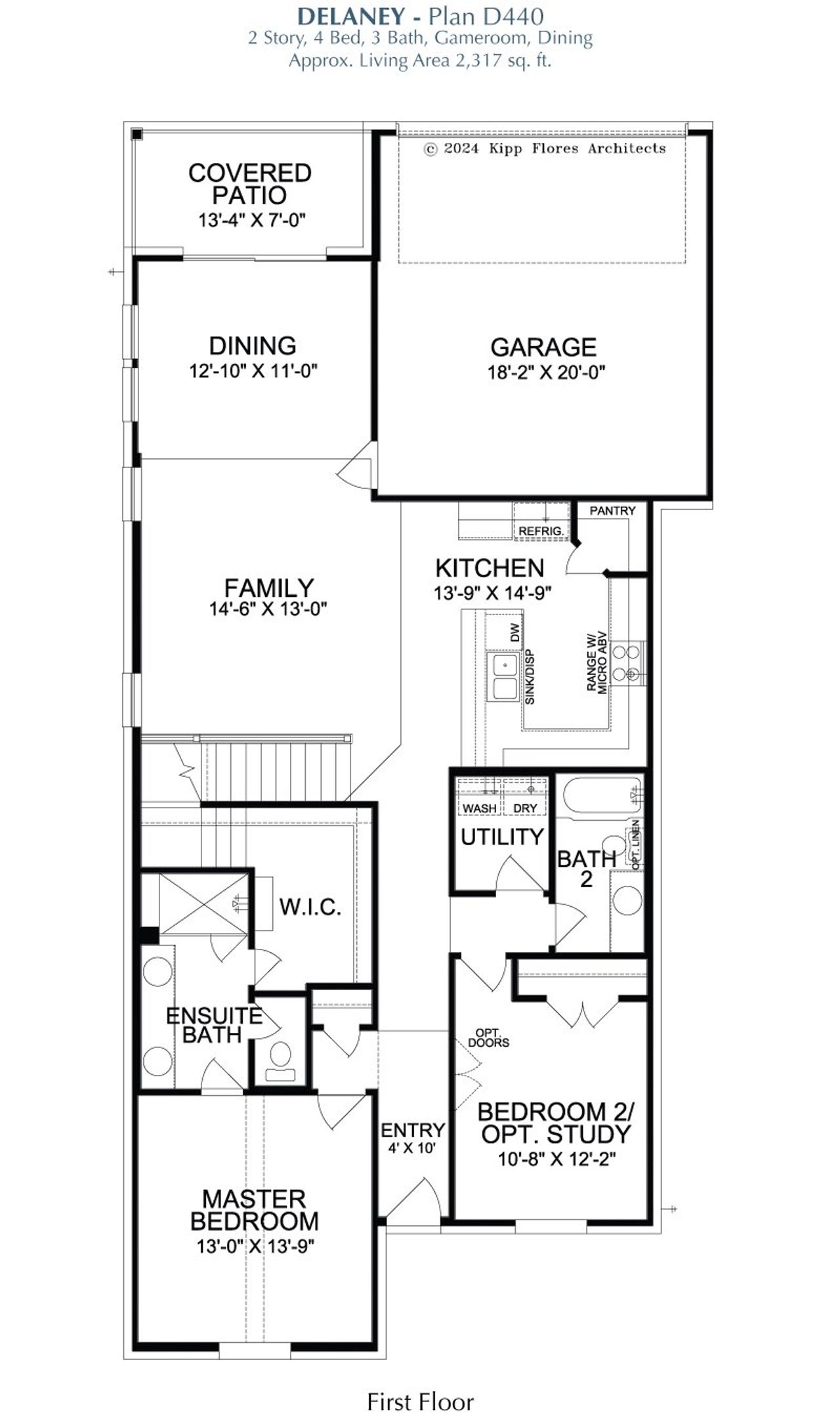 2D floor plan layout of this home in Dominion at Brookhollow, Prosper, TX (Image 2).