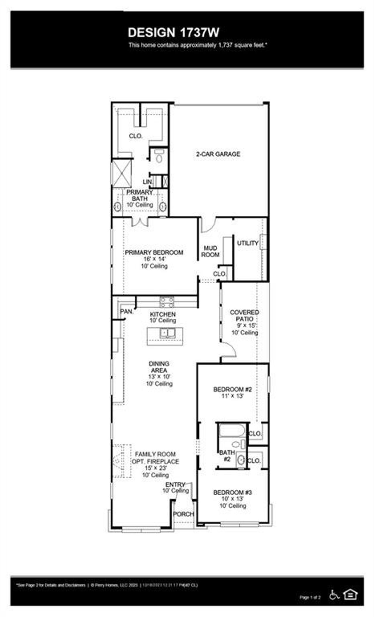 2D floor plan layout of this home in Avondale 40', Fate, TX (Image 2).