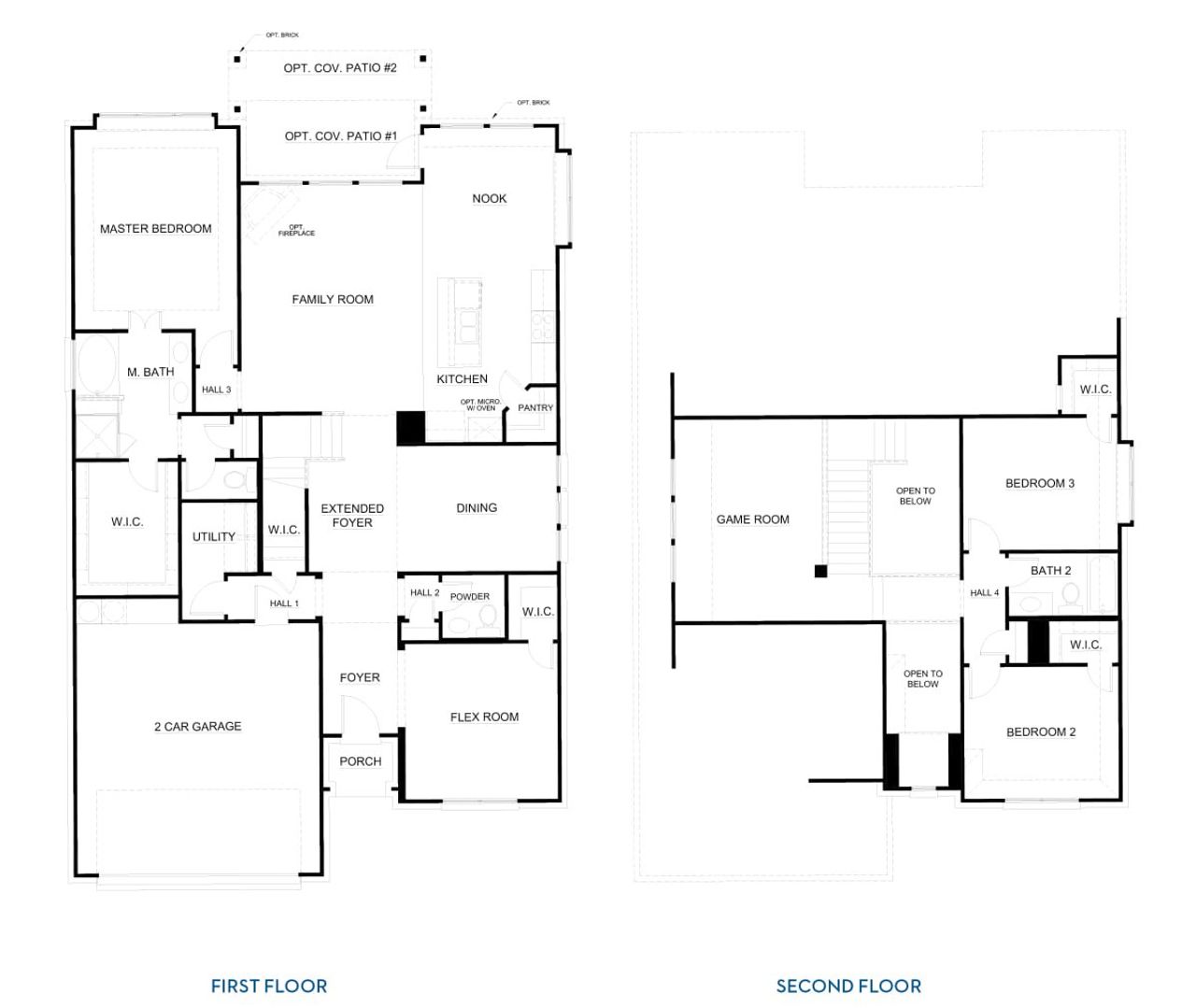 2D floor plan layout for the Concept 2492 by Landsea Homes in Chisholm Hills, Cleburne, TX (Image 2).