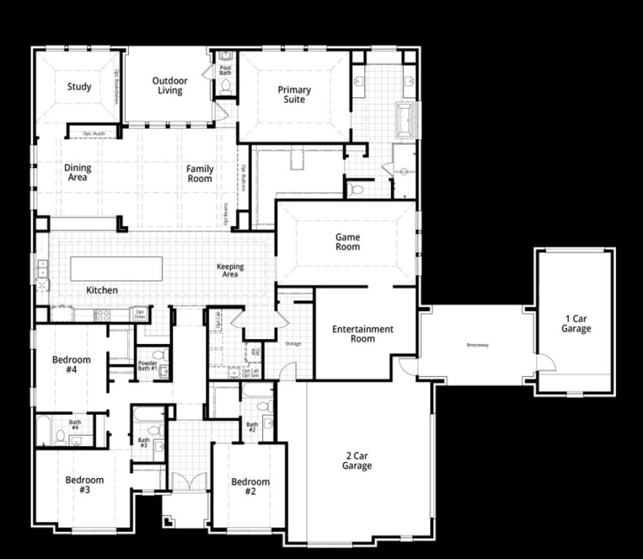 2D floor plan layout of this home in Estates at Bristol Valley, Heath, TX (Image 2).