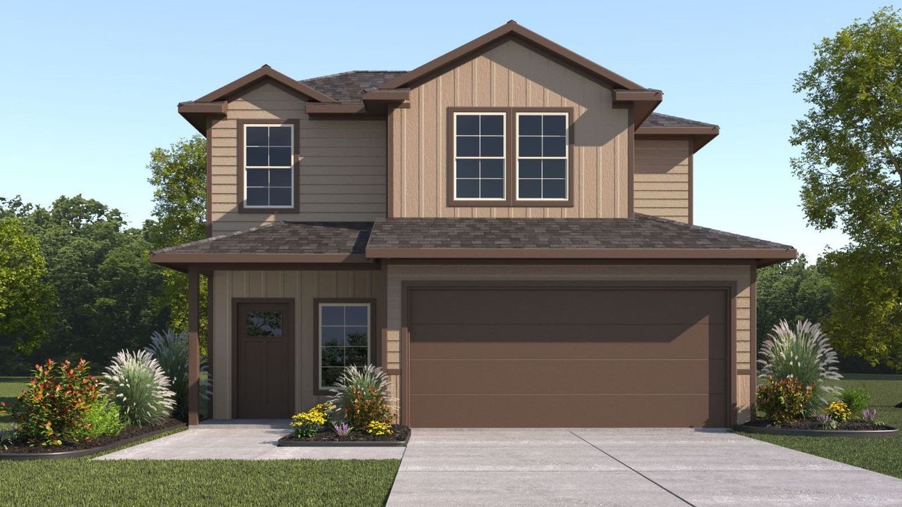 Representative exterior photo of a completed home built from the Florence by D.R. Horton in Holly Ridge, Rosenberg, TX (Image 2).