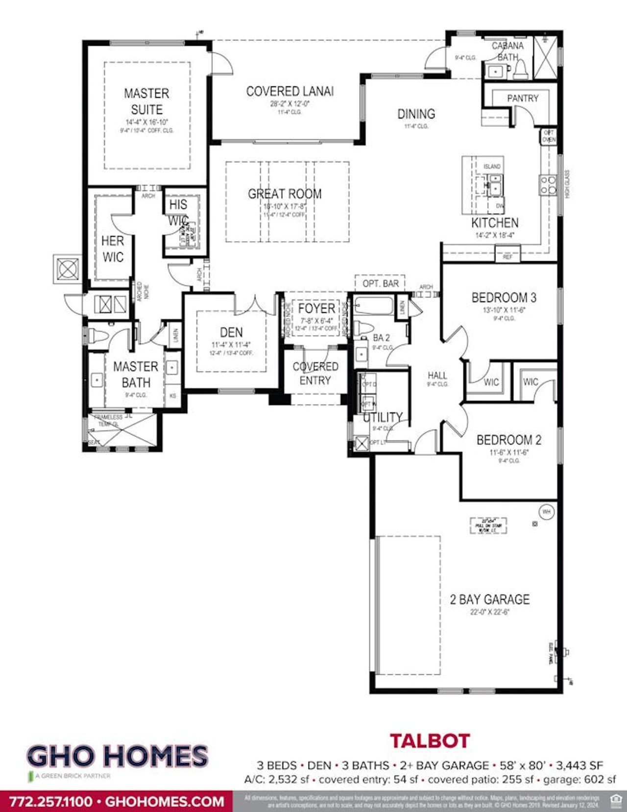 2D floor plan layout of this home in Bent Pine Preserve, Vero Beach, FL (Image 2).