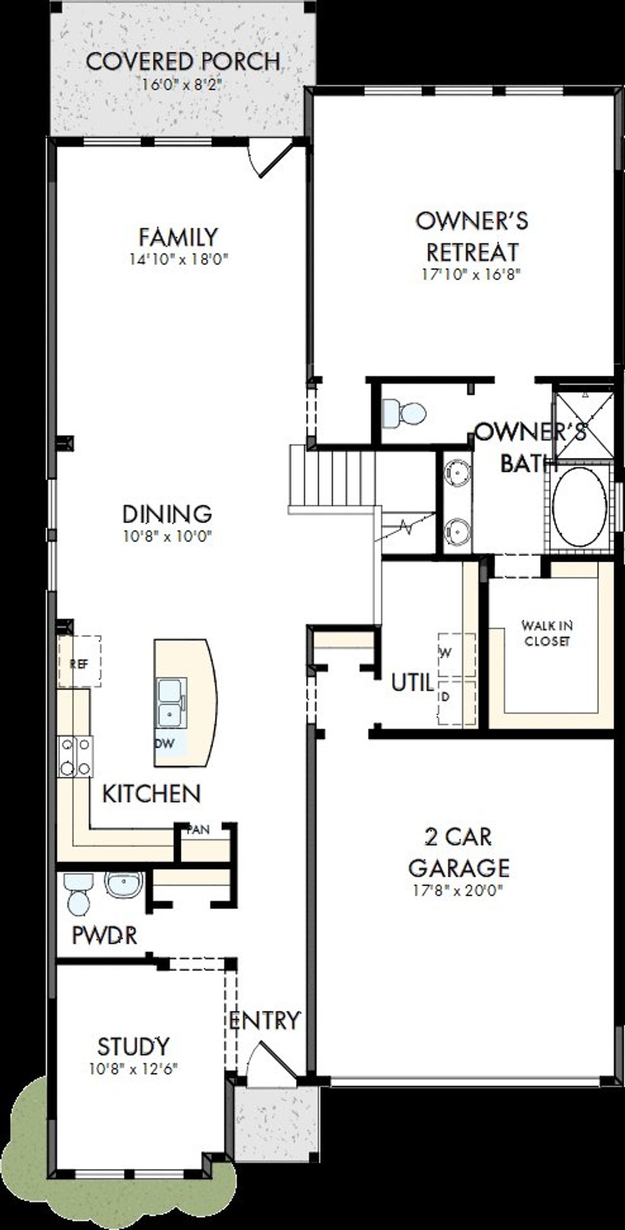 2D floor plan layout of this home in Escondido - Terrace Collection, Magnolia, TX (Image 2).