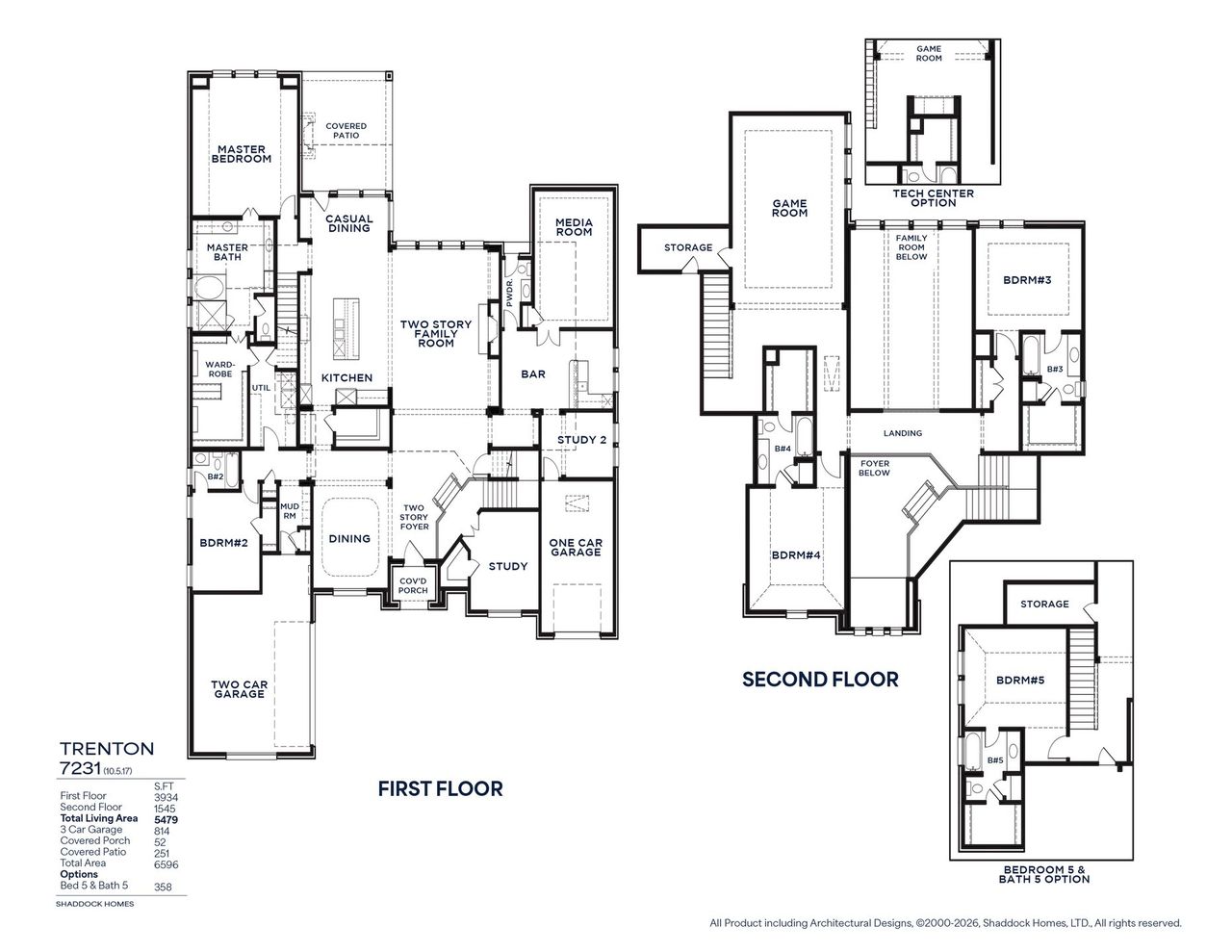 2D floor plan layout for the Trenton - SH 7231 by Shaddock Homes in Light Farms Graham/Reagan, Celina, TX (Image 2).