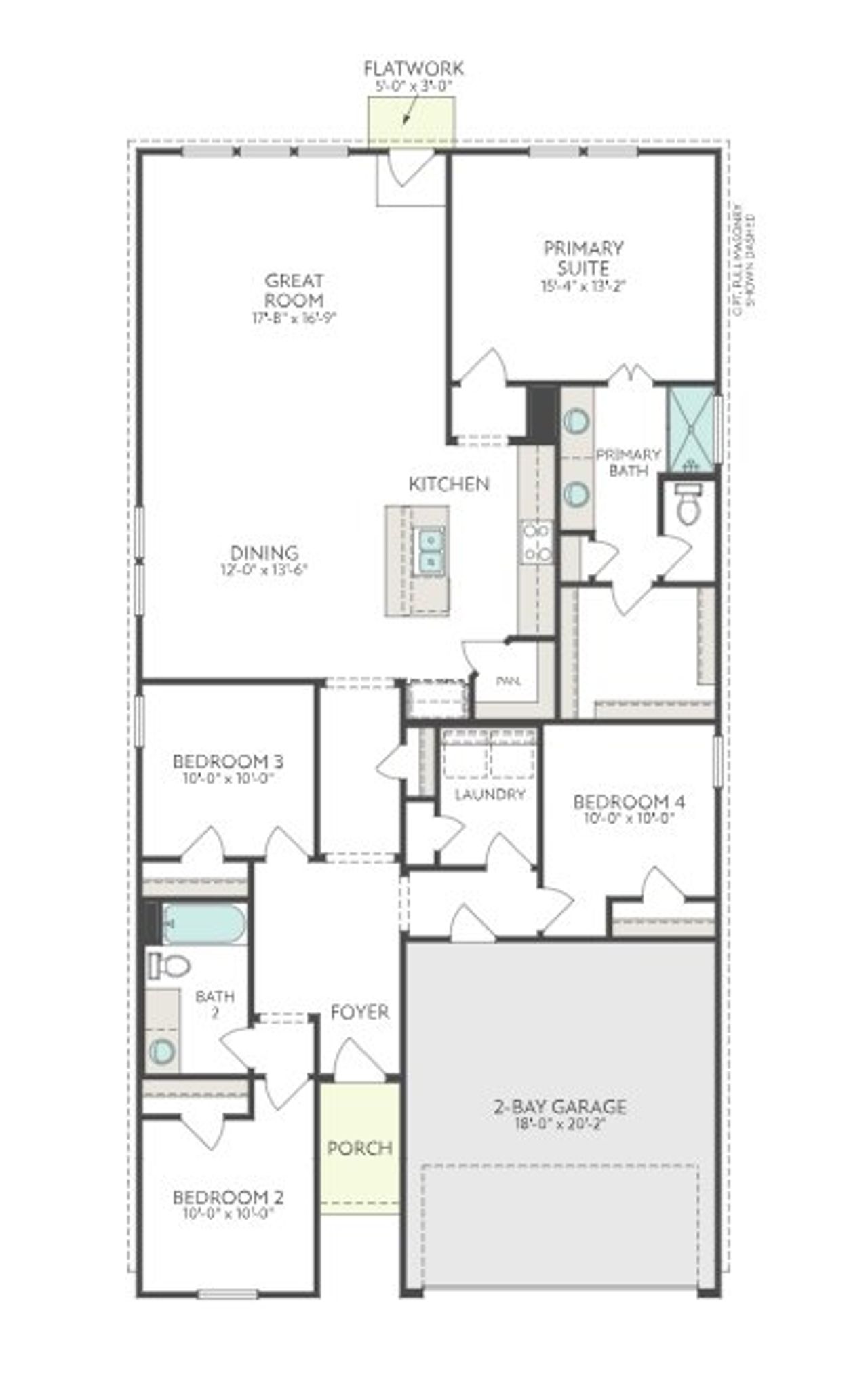 2D floor plan layout for the Yellowstar by Tri Pointe Homes in Mason Woods, Cypress, TX (Image 2).