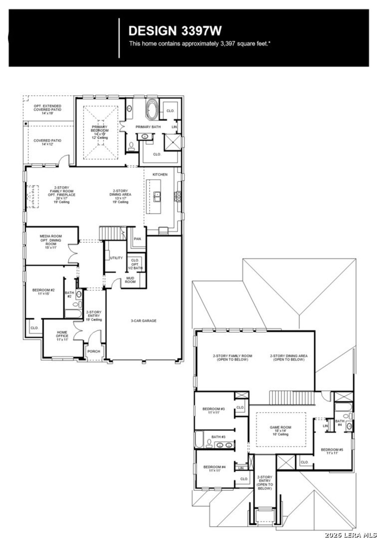 2D floor plan layout of this home in The Ranches at Creekside, Boerne, TX (Image 2).