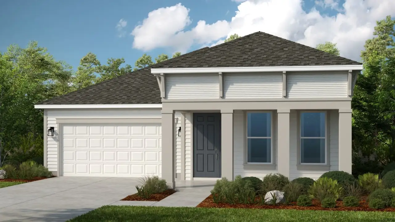 Representative exterior photo of a completed home built from the Biloxi by Taylor Morrison in Colbert Landings, Palm Coast, FL (Image 2). Representative exterior photo of a completed home built from the Biloxi by Taylor Morrison in Colbert Landings, Palm Coast, FL (Image 2).