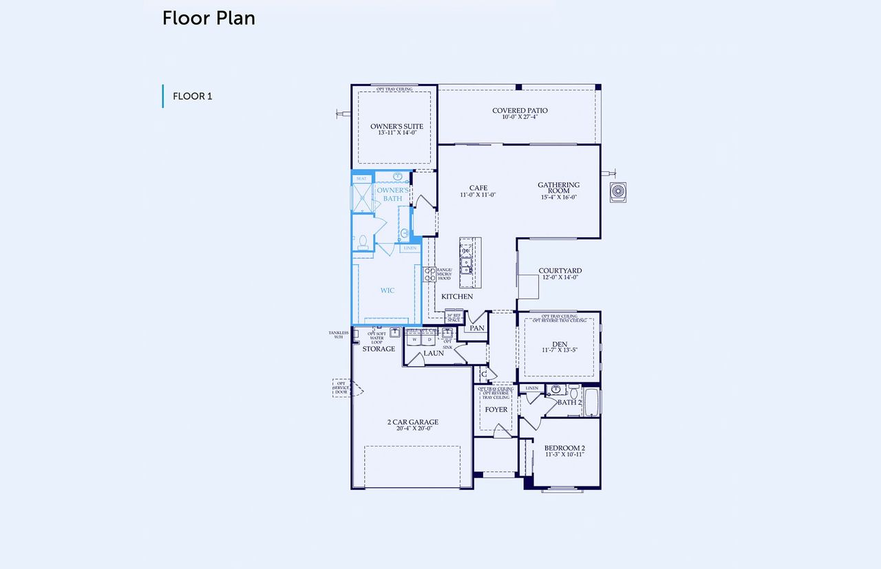2D floor plan layout of this home in Sun City Festival, Buckeye, AZ (Image 2).
