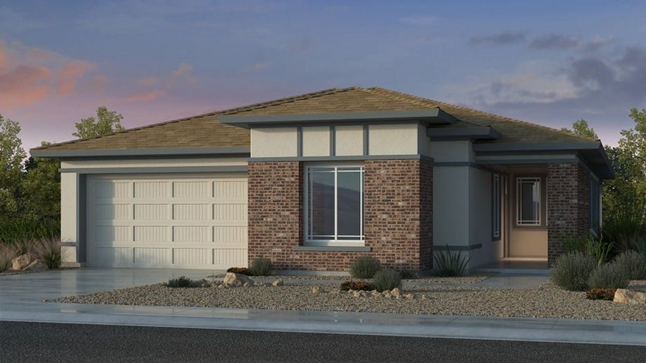 Representative exterior photo of a completed home built from the Windsor by Taylor Morrison in Ellsworth Ranch Landmark Collection, Queen Creek, AZ (Image 2).