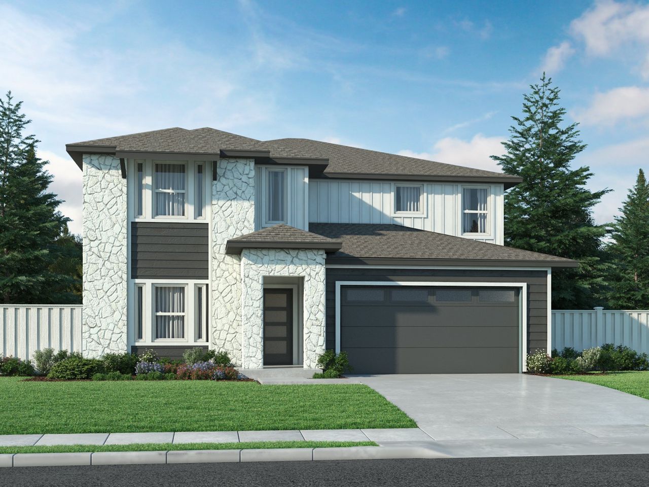 Representative exterior photo of a completed home built from the The Woodside (456) by Meritage Homes in Lakeside Meadows, Pflugerville, TX (Image 2). Representative exterior photo of a completed home built from the The Woodside (456) by Meritage Homes in Lakeside Meadows, Pflugerville, TX (Image 2).