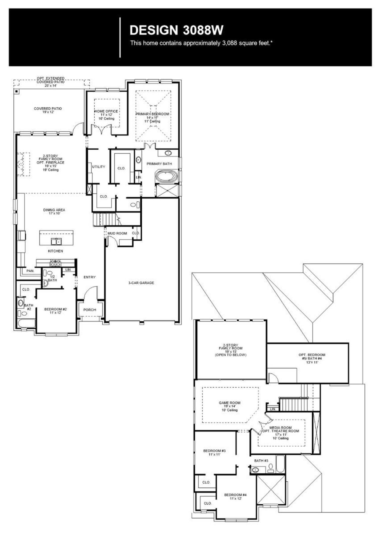 2D floor plan layout of this home in Lariat 60', Liberty Hill, TX (Image 2).