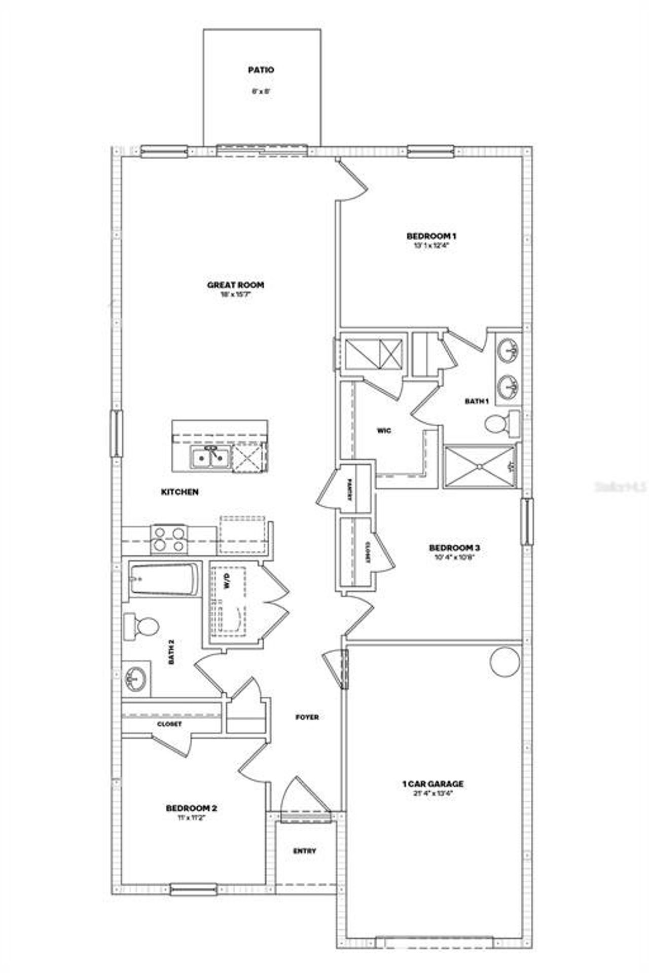 2D floor plan layout of this home in Oakfield Lakes, Parrish, FL (Image 2).