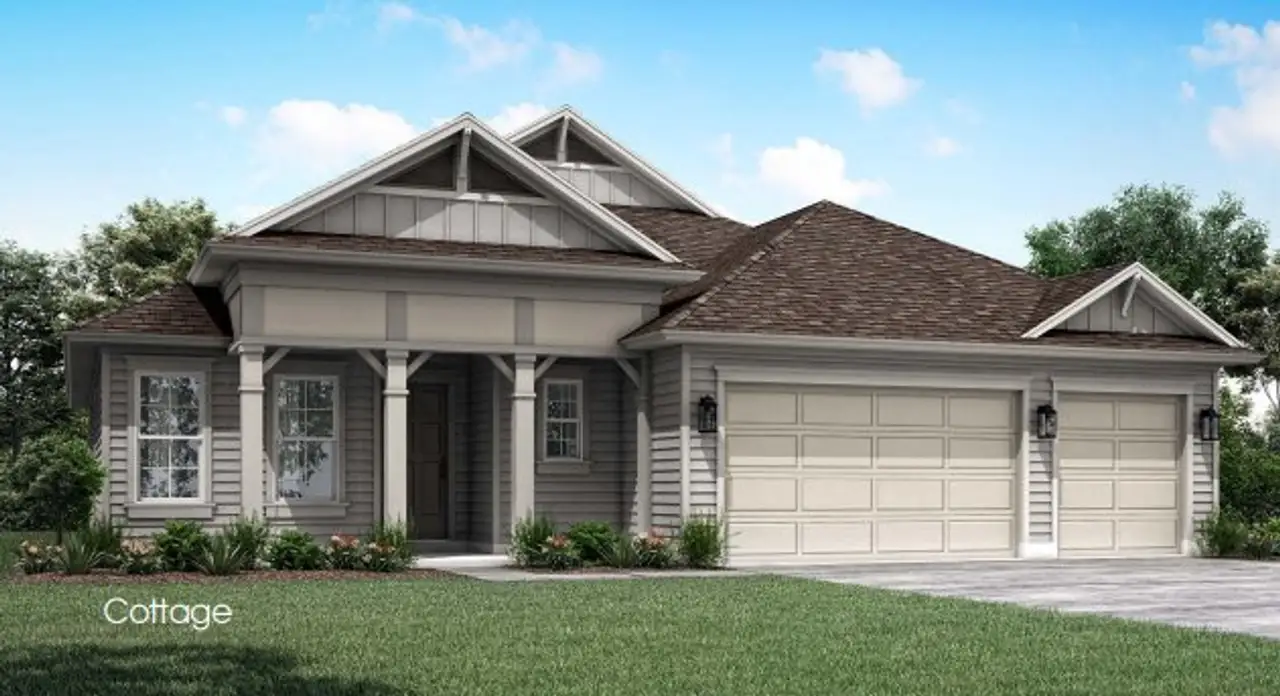 Representative exterior photo of a completed home built from the Perola 2402-2820 by Dostie Homes in Marshes of Madeira, St. Augustine, FL (Image 2).