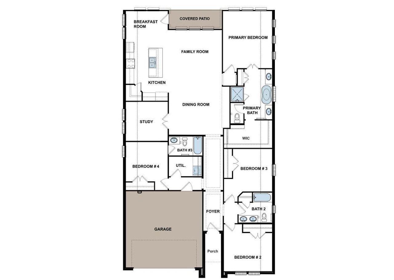 A well-designed floor plan featuring spacious living areas and a convenient covered patio. A well-designed floor plan featuring spacious living areas and a convenient covered patio.