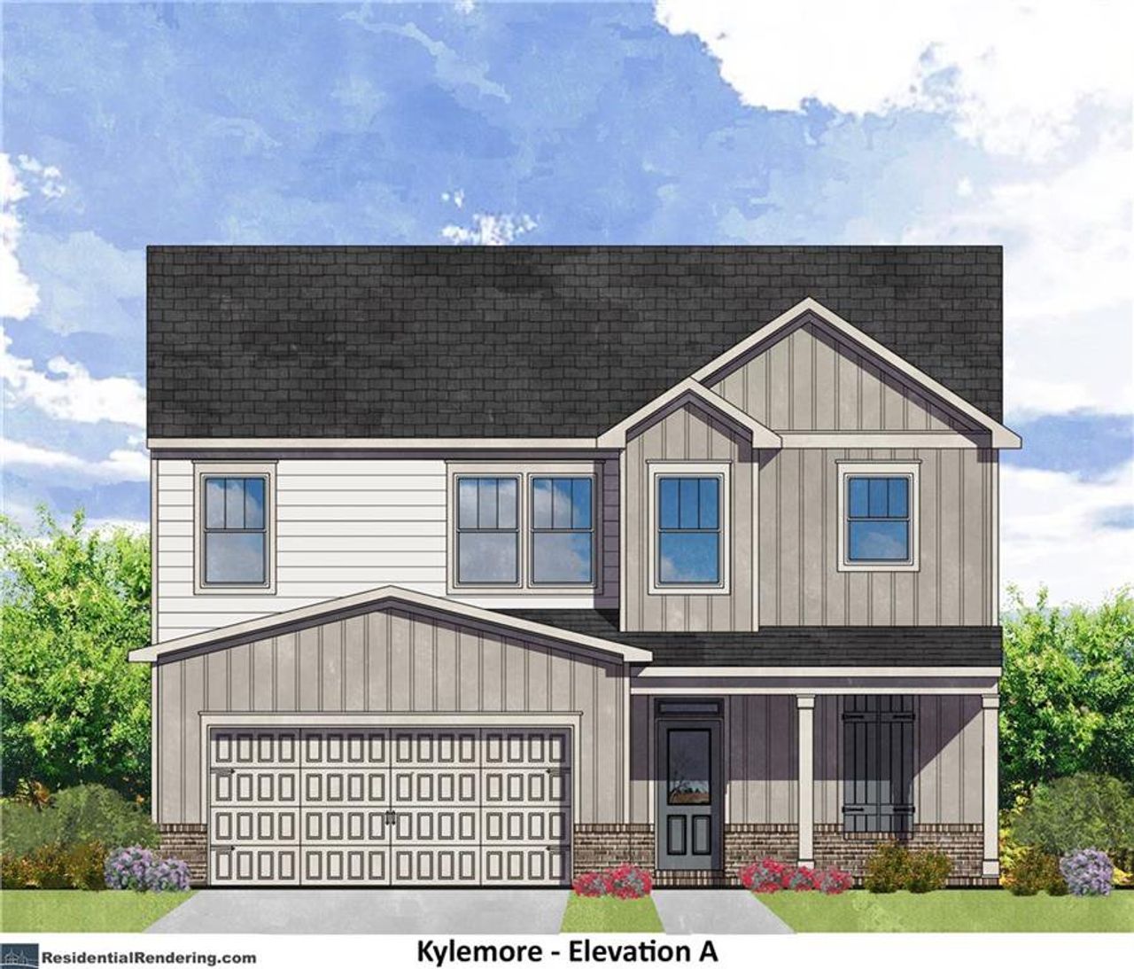 Exterior rendering of this home design in Hickory Heights, Acworth, GA (Image 2).
