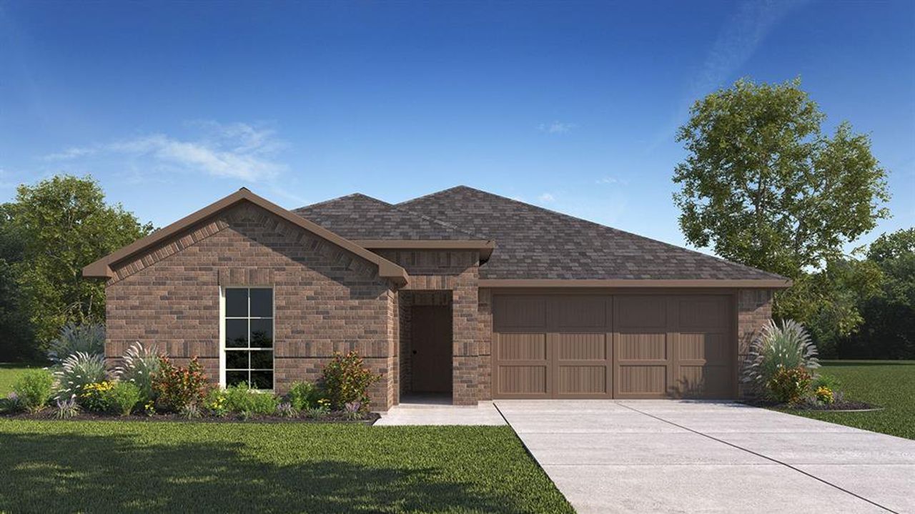 Front exterior of a new home in Elevon, Lavon, TX, highlighting curb appeal (Image 2).