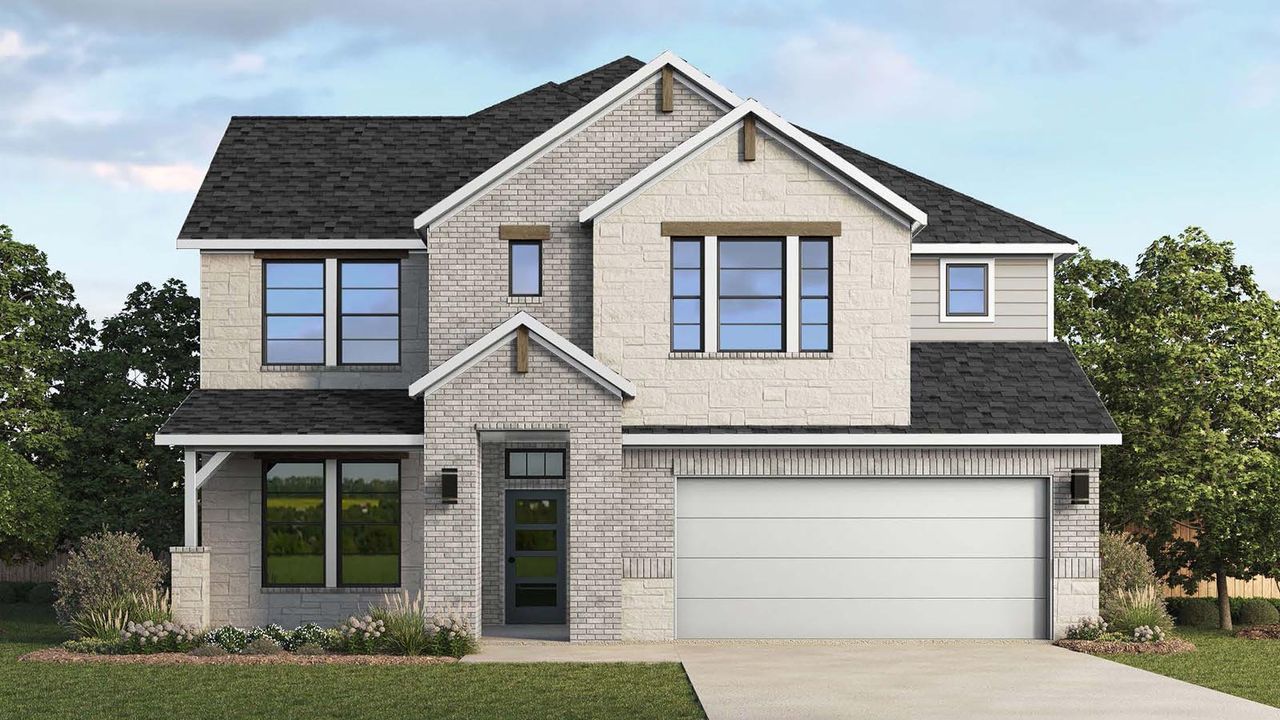 Representative exterior photo of a completed home built from the CHLOE by D.R. Horton in Alexander, Pearland, TX (Image 2). Representative exterior photo of a completed home built from the CHLOE by D.R. Horton in Alexander, Pearland, TX (Image 2).