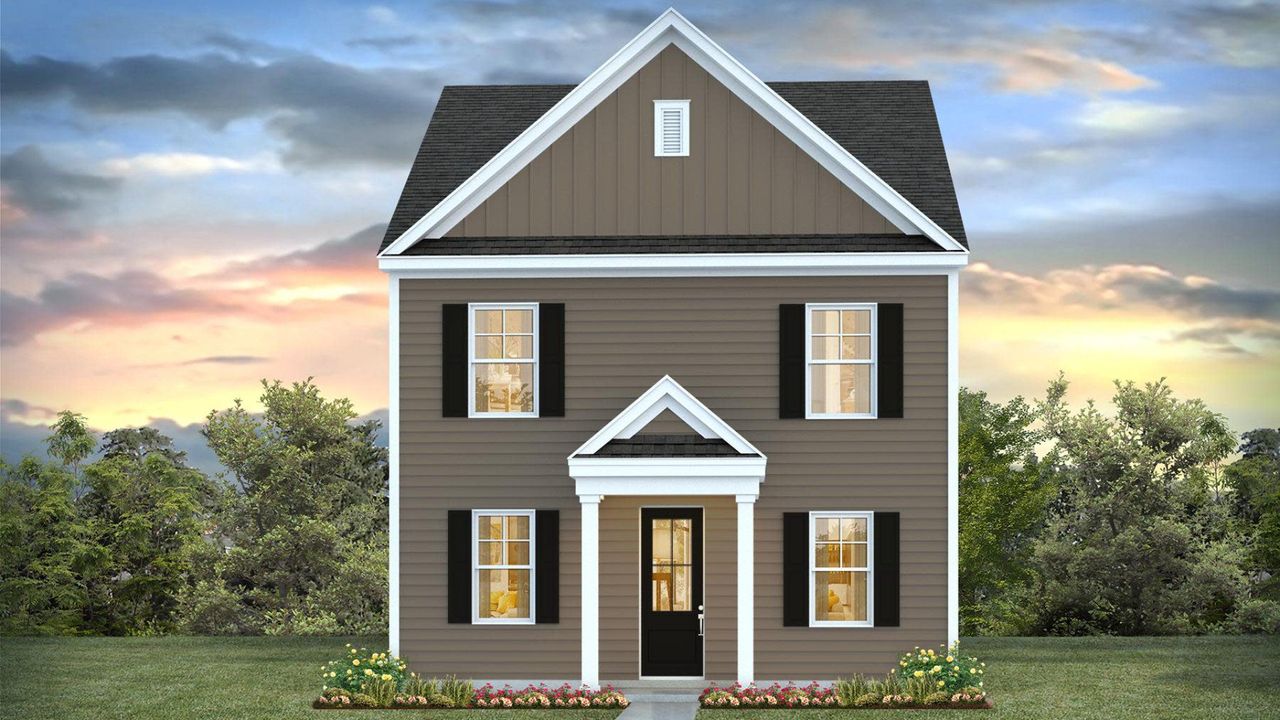 Representative exterior photo of a completed home built from the ASHLEY RIVER by D.R. Horton in The Cove at Mallard Crossing, Summerville, SC (Image 2).