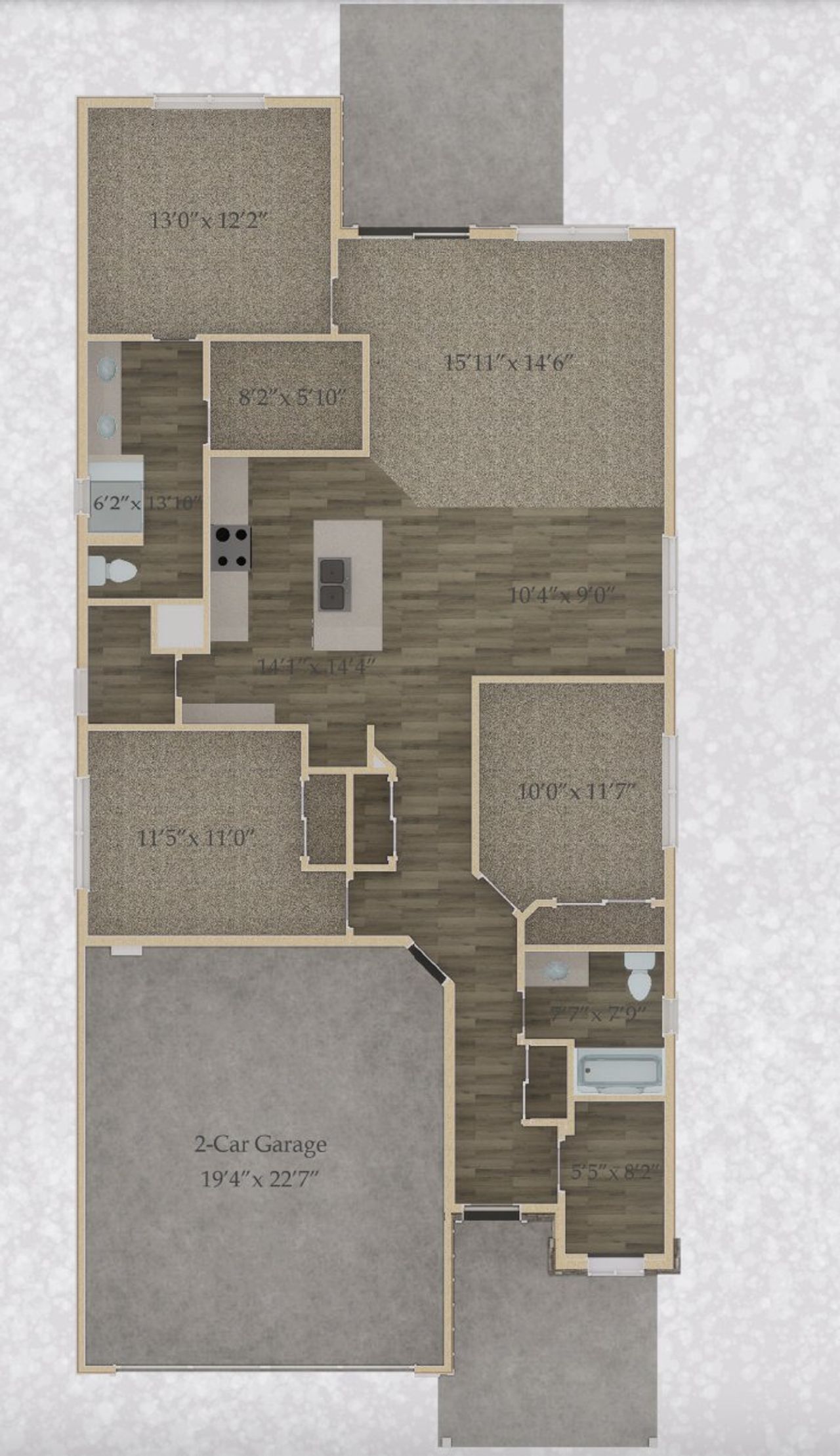 2D floor plan layout for the The Clear Creek​ by Aspen Homes in Wilson Commons, Loveland, CO (Image 2).