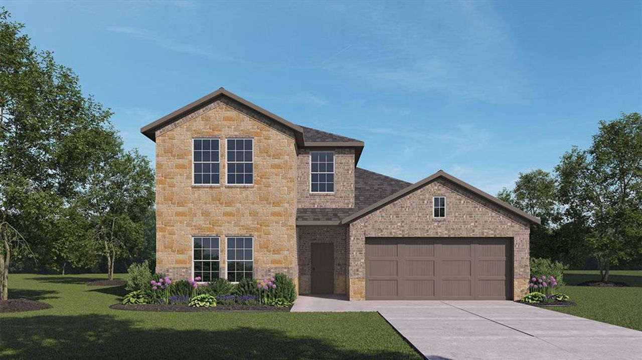 Front exterior of a new home in Liberty Crossing, Royse City, TX, highlighting curb appeal (Image 2).