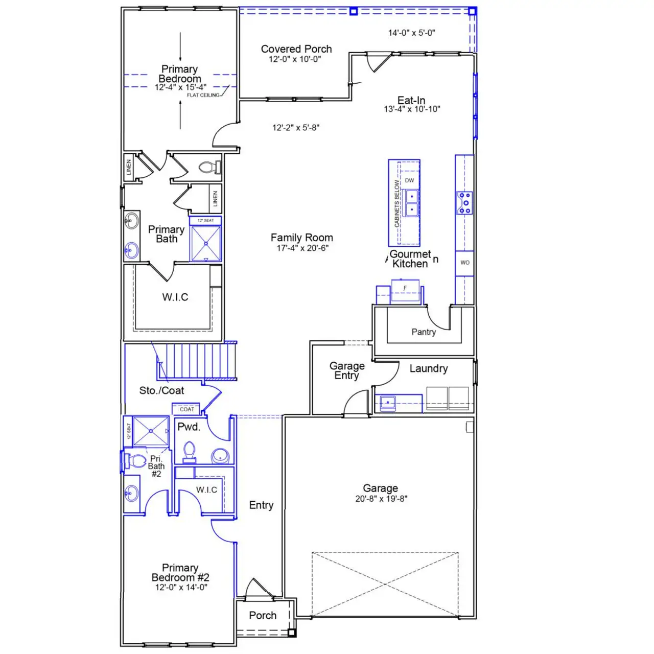 2D floor plan layout of this home in Ovation at Sweetbrier, Durham, NC (Image 2).