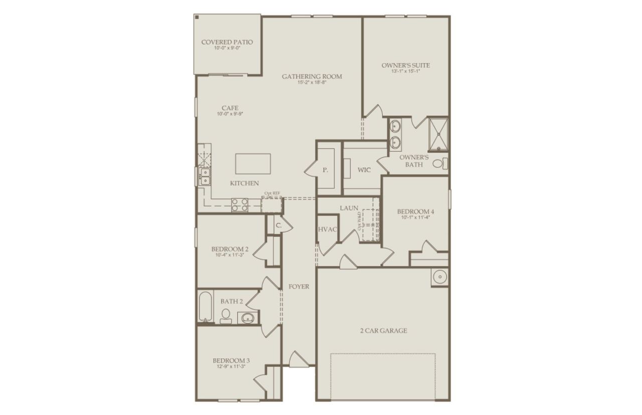 2D floor plan layout of this home in Highlands of Carter's Station, Columbia, TN (Image 2).