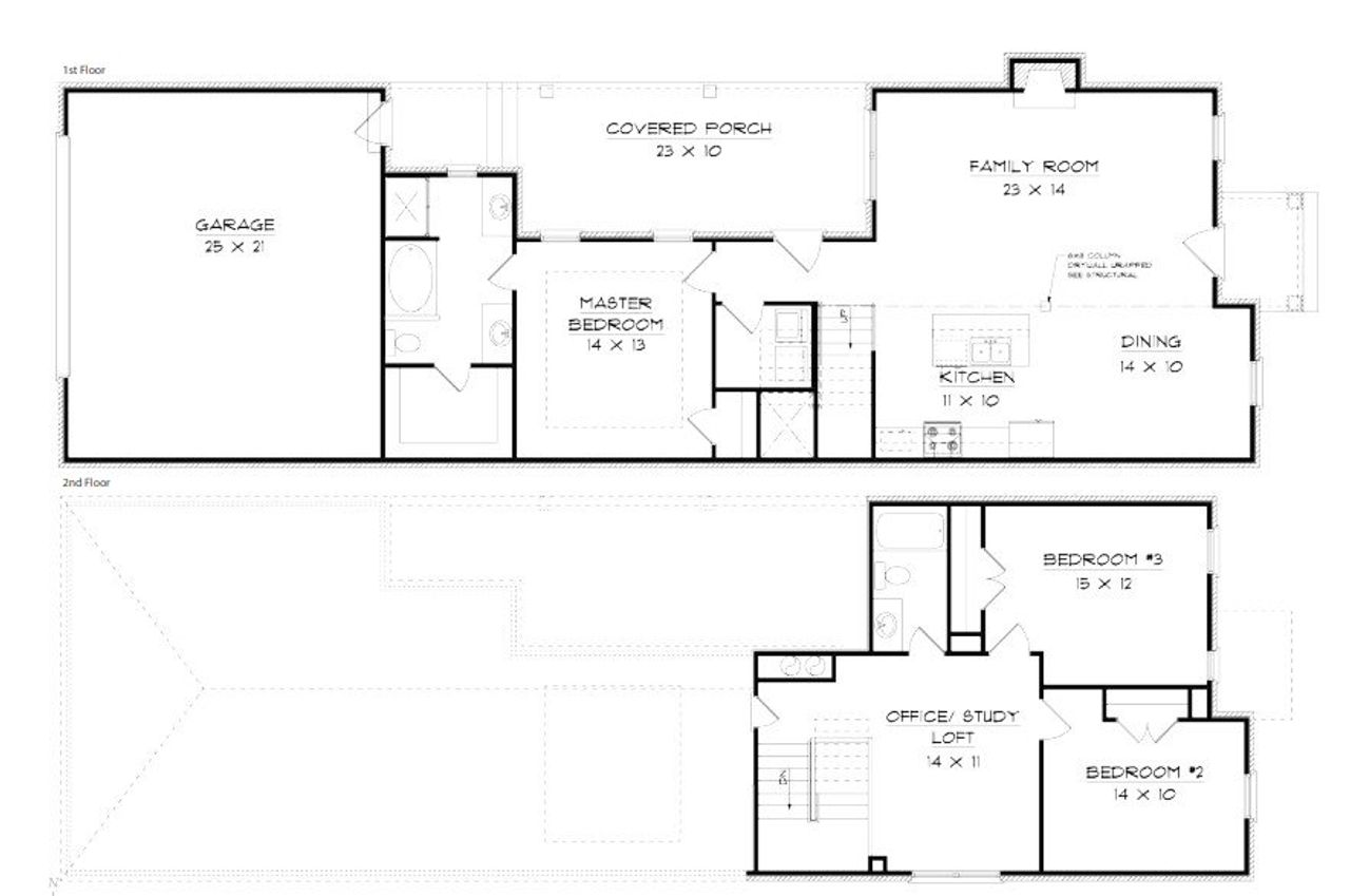 2D floor plan layout for the Bedford by Southeastern Building Corporation in The Paddock, Gallatin, TN (Image 2).
