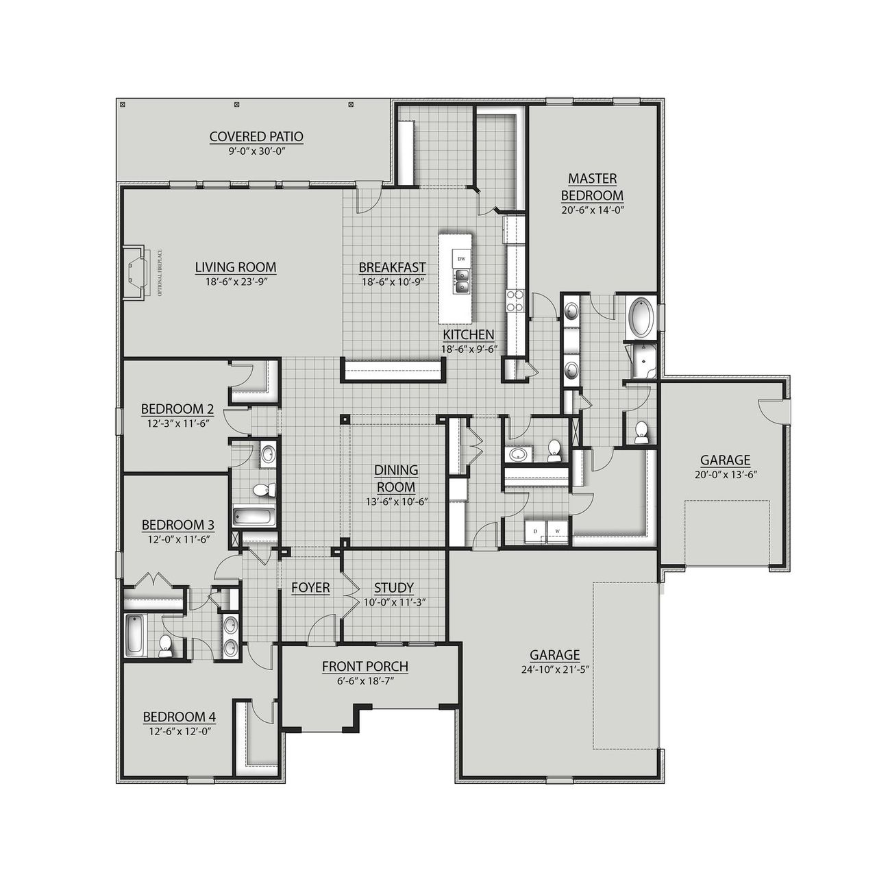 2D floor plan layout for the Marston IV A by DSLD Homes in Iron Rock, Cantonment, FL (Image 2).