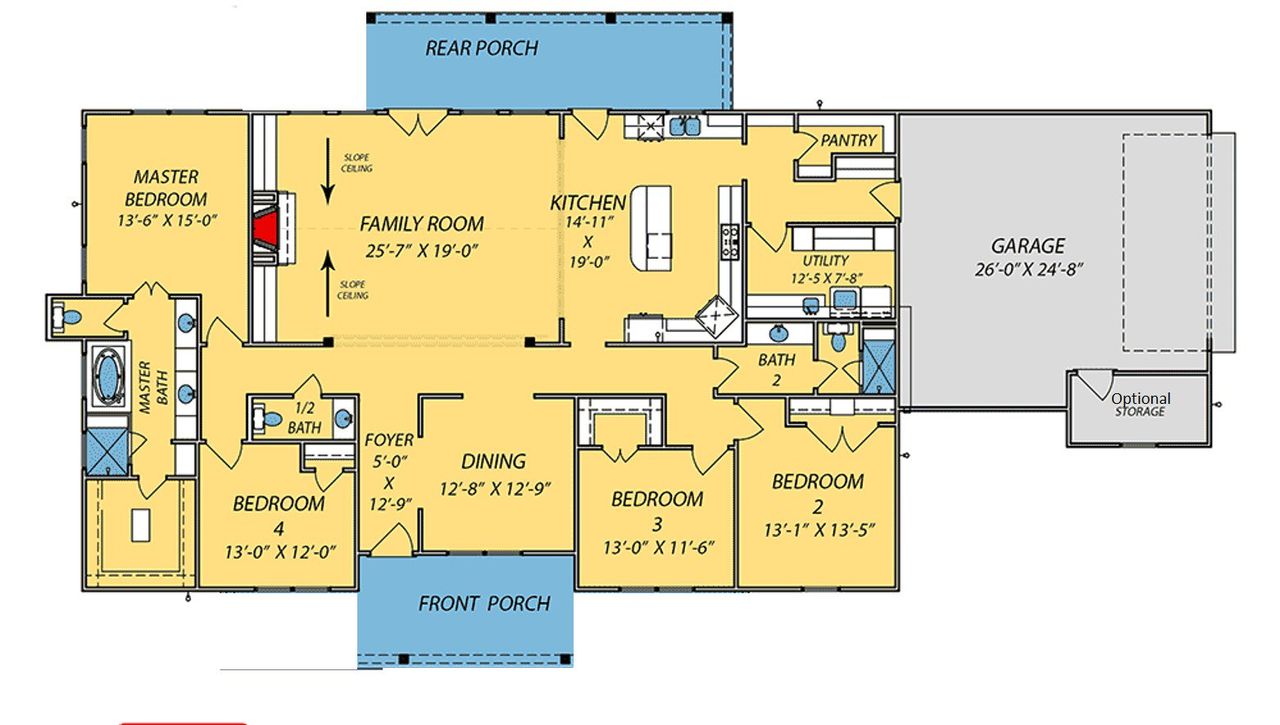 2D floor plan layout for the The Monroe by Remington Custom Homes in Rancho Ladera, Aledo, TX (Image 2).