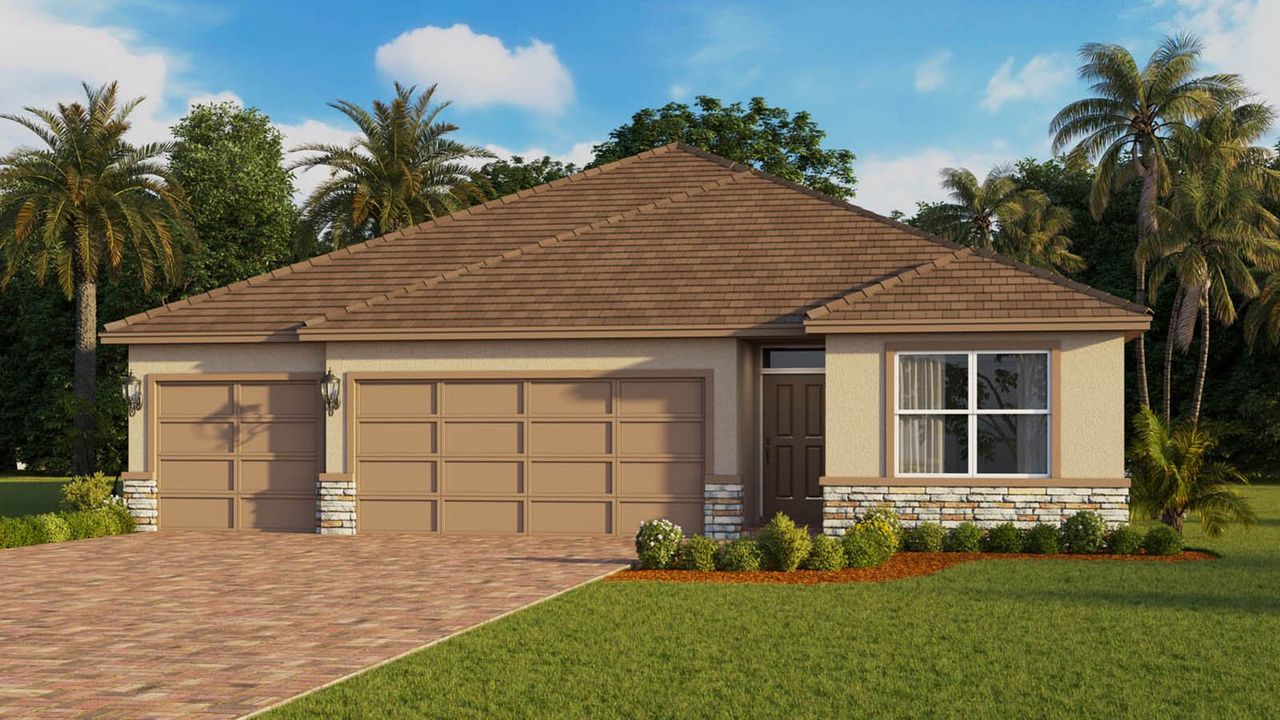 Front exterior of a new home in Lakes of Mount Dora, Mount Dora, FL, highlighting curb appeal (Image 2).