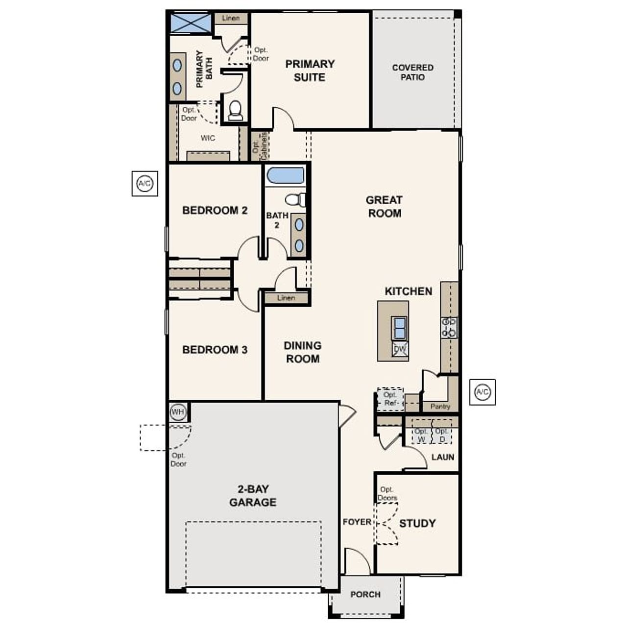 2D floor plan layout of this home in Rancho Vista, Surprise, AZ (Image 2).