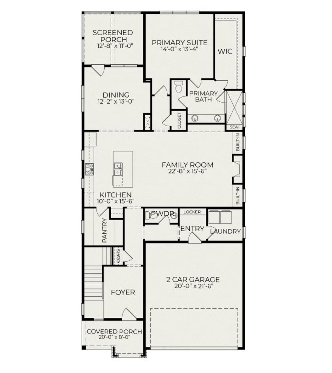 2D floor plan layout for the Leighton English Cottage by Homes by Dickerson in Wendell Falls, Wendell, NC (Image 2).