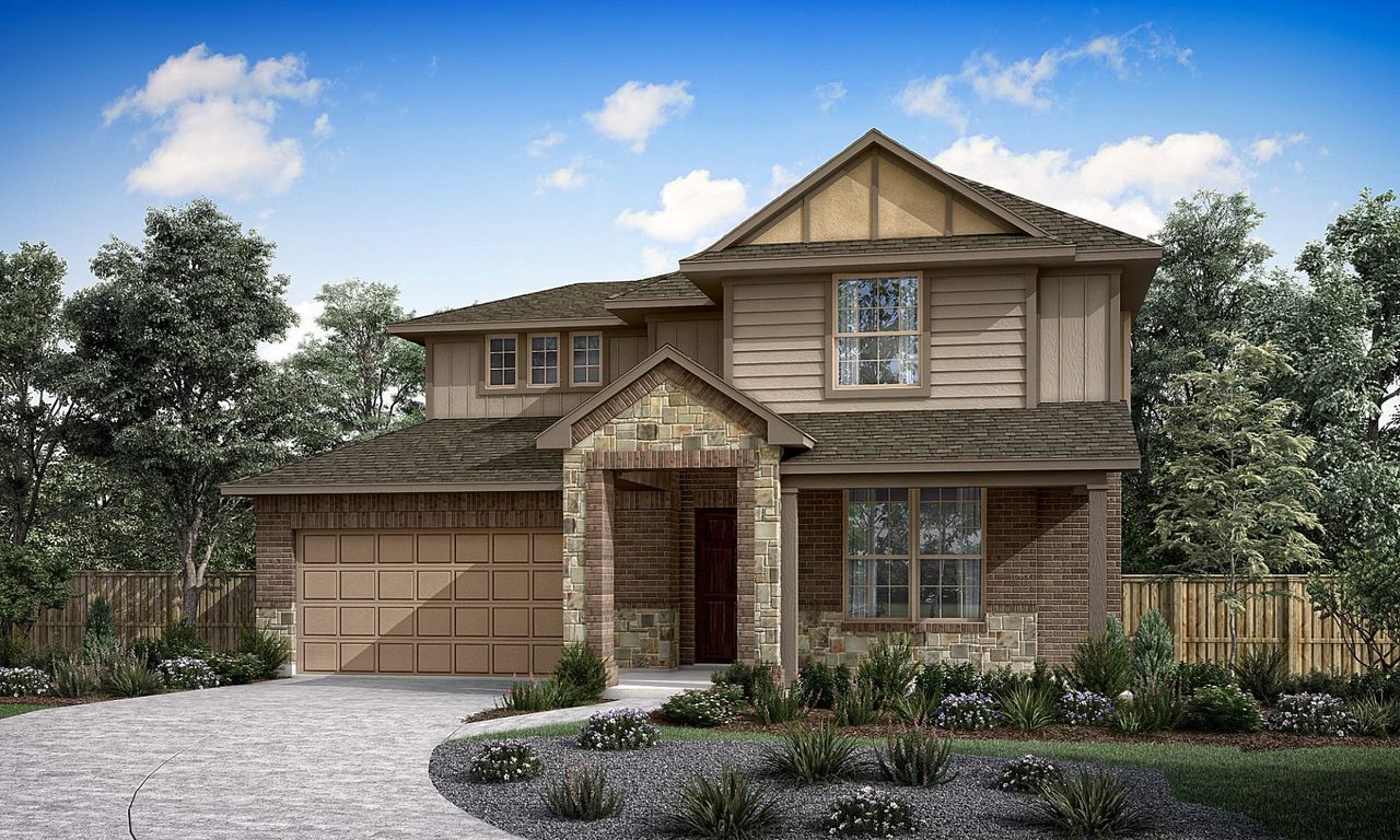 Representative exterior photo of a completed home built from the Wycoff by Pacesetter Homes in Village at Three Oaks, Seguin, TX (Image 2).
