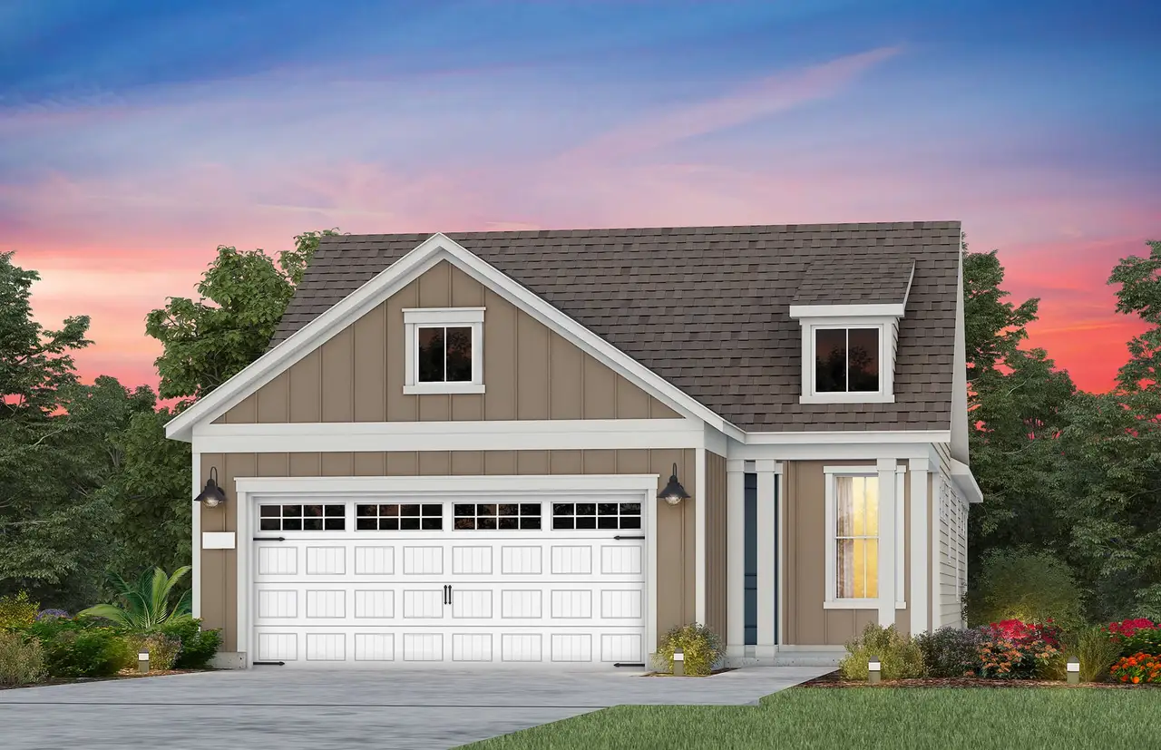 Front exterior of a new home in Del Webb Wilmington at Mallory Creek, Leland, NC, highlighting curb appeal (Image 2).