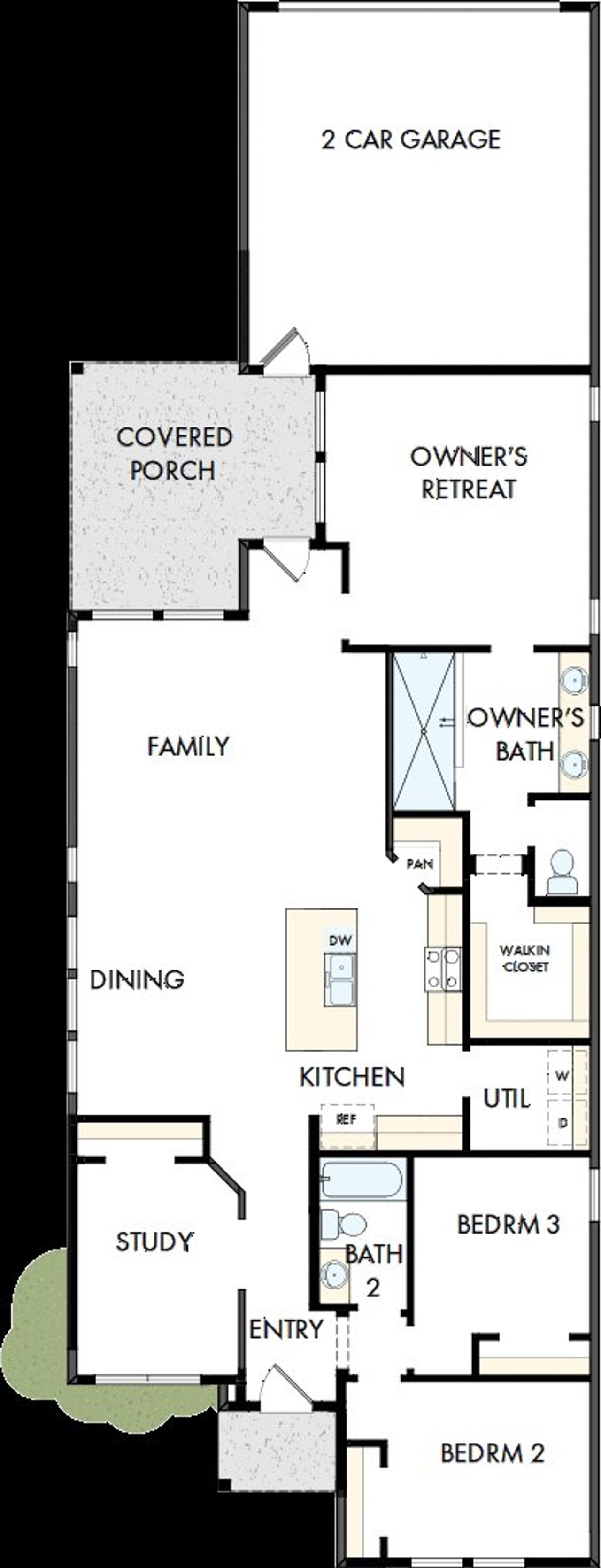 2D floor plan layout of this home in Goodnight Ranch, Austin, TX (Image 2).