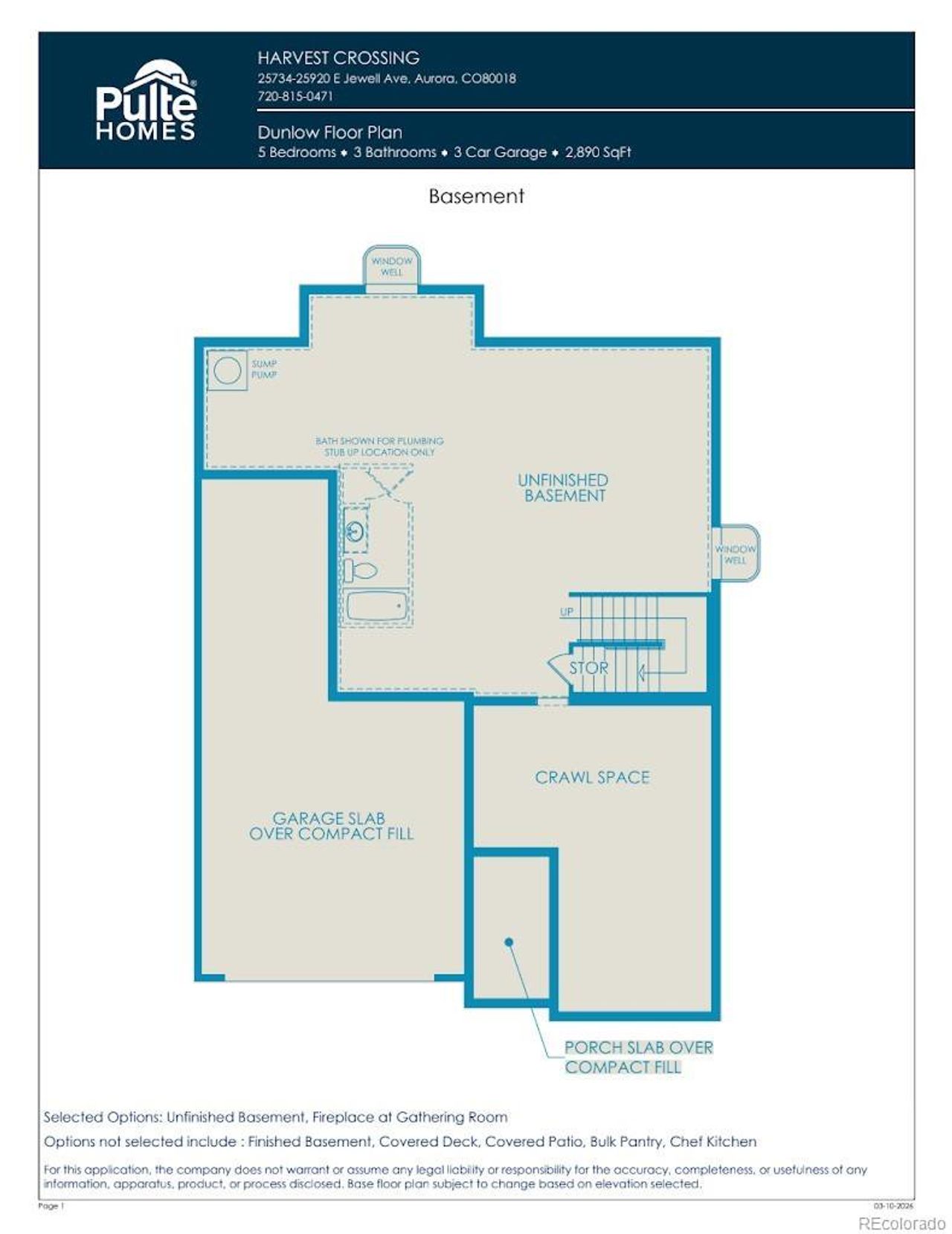 2D floor plan layout of this home in Harvest Crossing, Aurora, CO (Image 2).