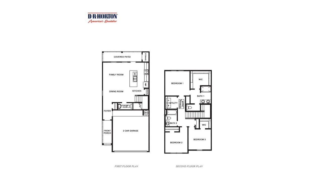 2D floor plan layout for the Daphne by D.R. Horton in Lexington Village, Missouri City, TX (Image 2).