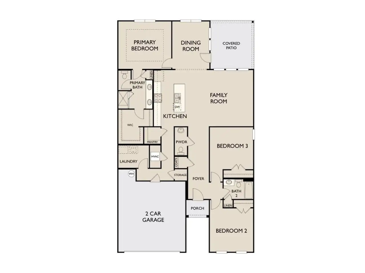 2D floor plan layout of this home in Cedars of Cane Ridge | 55+ Community, Antioch, TN (Image 2).
