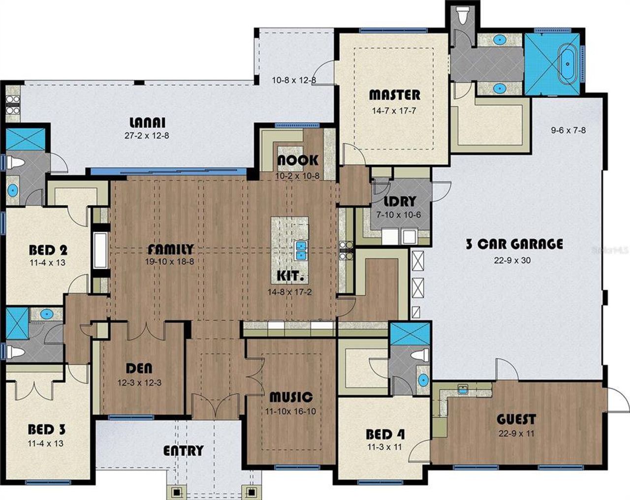 2D floor plan layout of this home in , Orlando, FL (Image 2). 2D floor plan layout of this home in , Orlando, FL (Image 2).