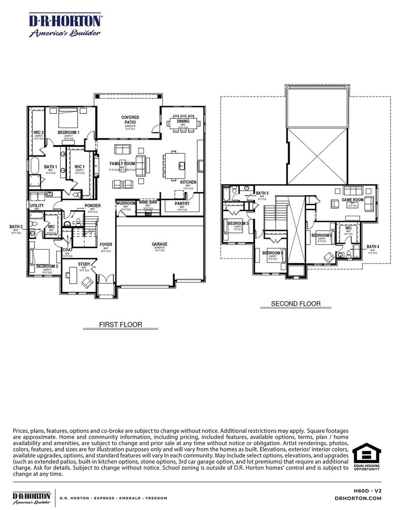 2D floor plan layout of this home in Friendswood Trails, Friendswood, TX (Image 2).