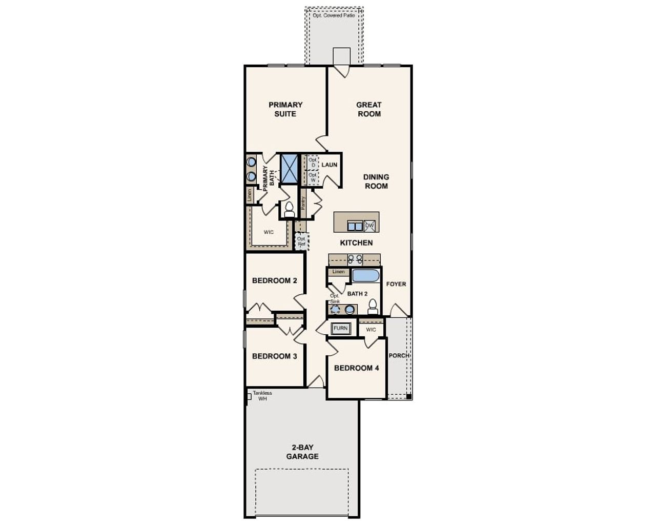 2D floor plan layout for the Bridgeport by Century Communities in Sierra Vista West 40', Iowa Colony, TX (Image 2). 2D floor plan layout for the Bridgeport by Century Communities in Sierra Vista West 40', Iowa Colony, TX (Image 2).