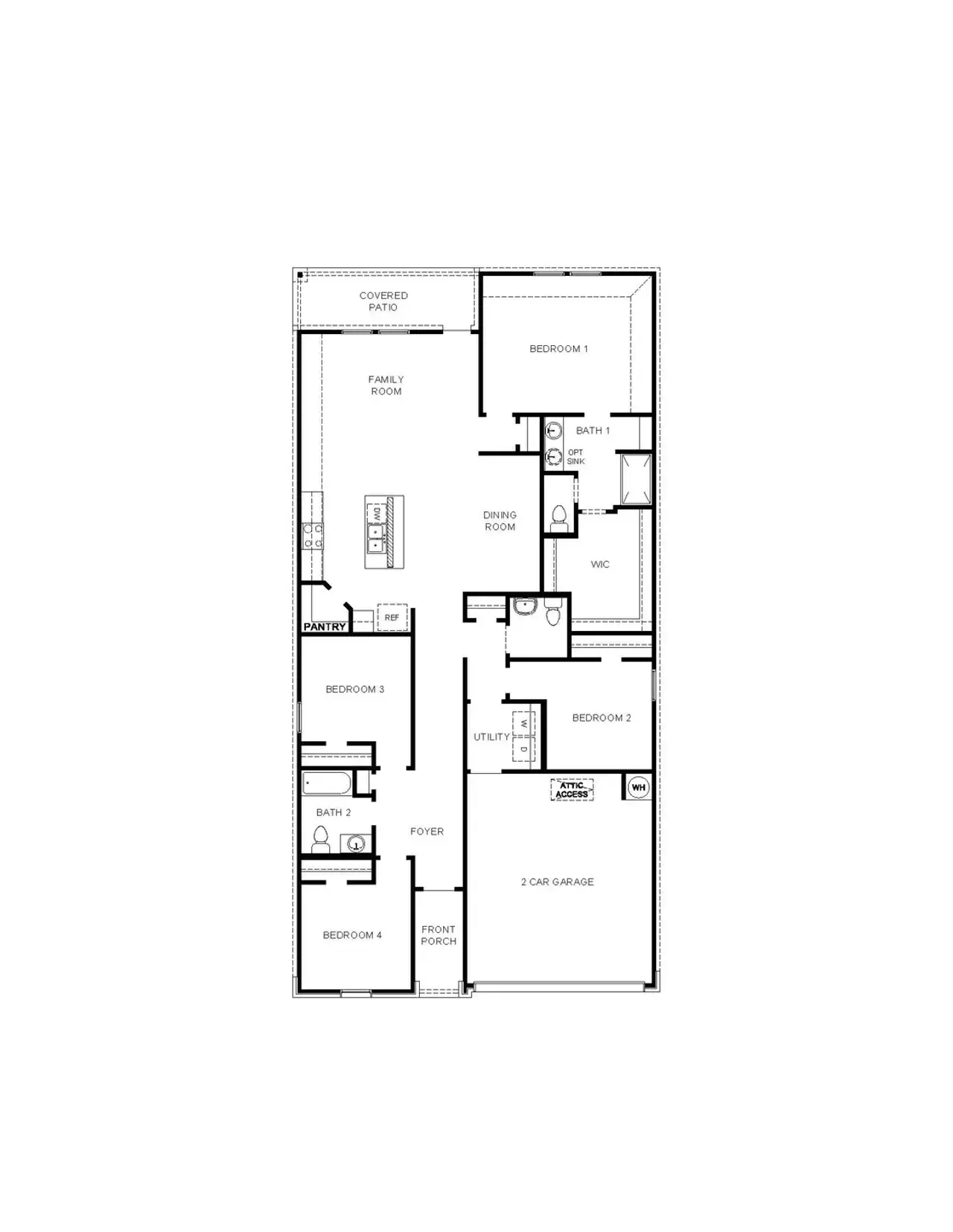2D floor plan layout for the Harris by D.R. Horton in Heritage Crossing, Corpus Christi, TX (Image 2).