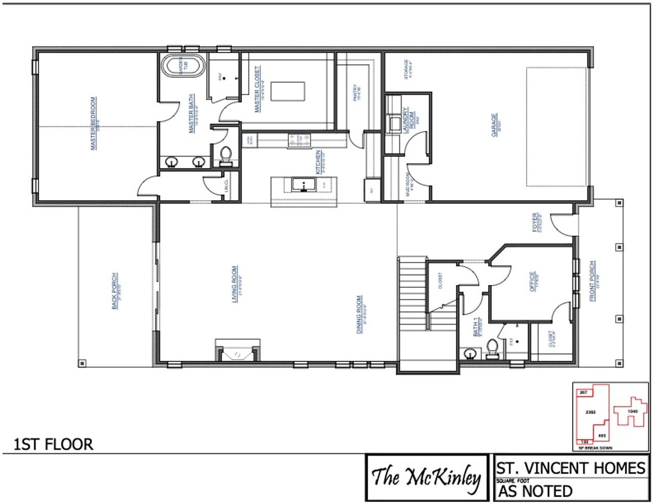 2D floor plan layout for the McKinley by St. Vincent Homes in Solterra, Mesquite, TX (Image 2).