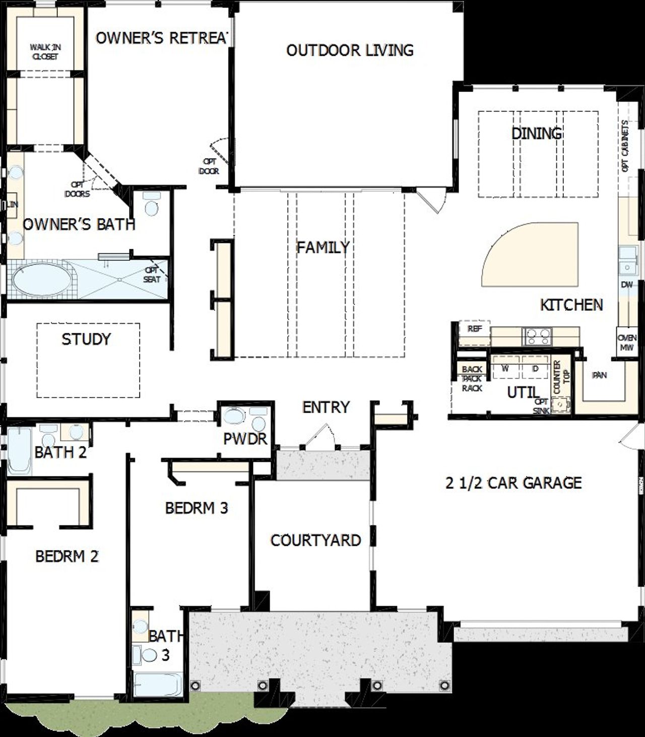 2D floor plan layout of this home in Victory at Verrado, Buckeye, AZ (Image 2).