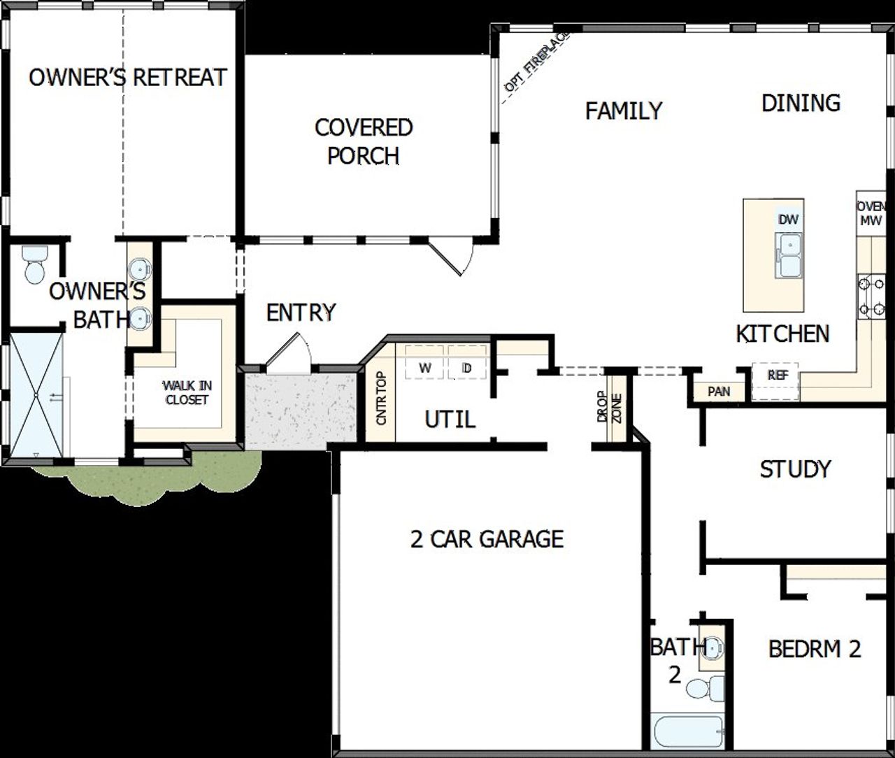 2D floor plan layout of this home in Elements at Viridian - Garden Series, Arlington, TX (Image 2).