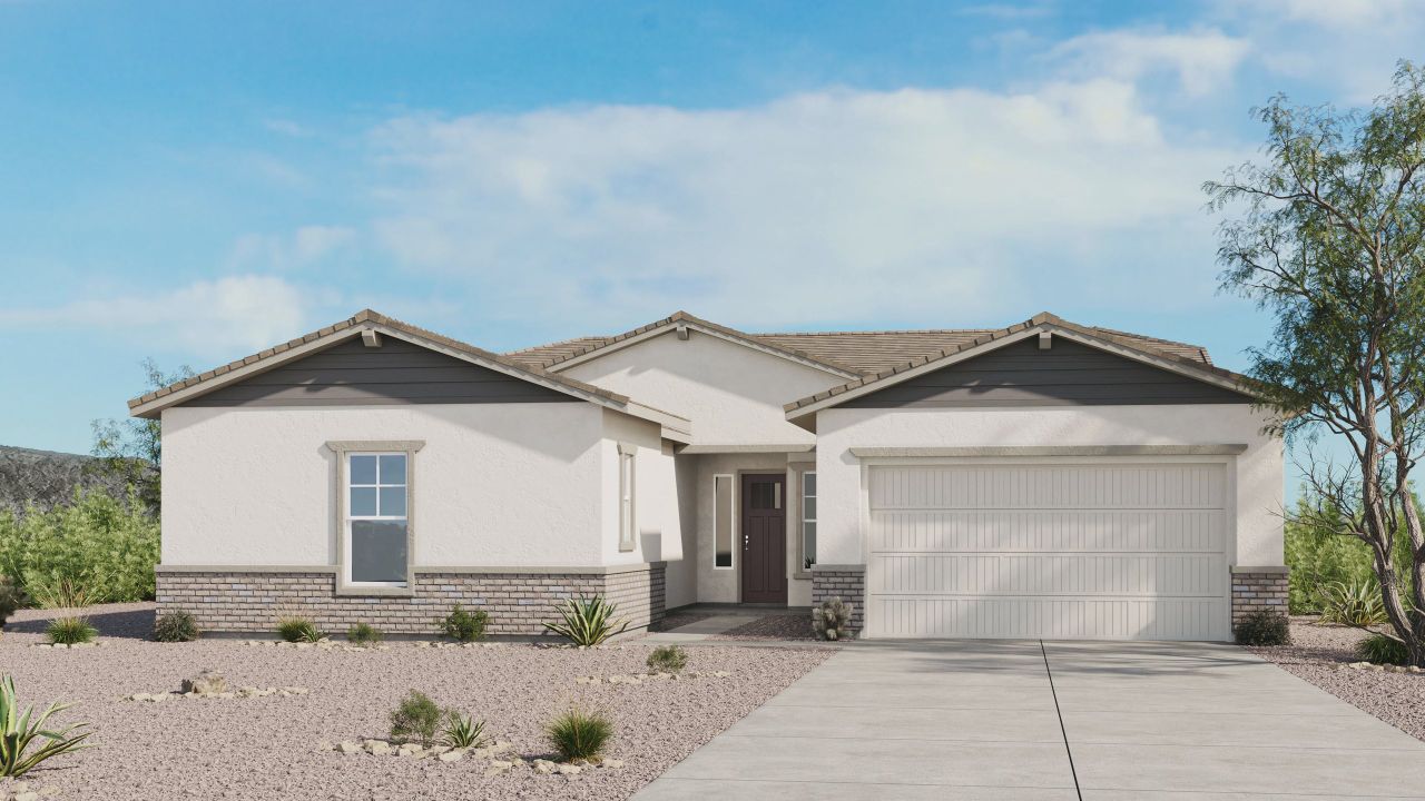Representative exterior photo of a completed home built from the Everglade by Taylor Morrison in Saddleback, Peoria, AZ (Image 2). Representative exterior photo of a completed home built from the Everglade by Taylor Morrison in Saddleback, Peoria, AZ (Image 2).