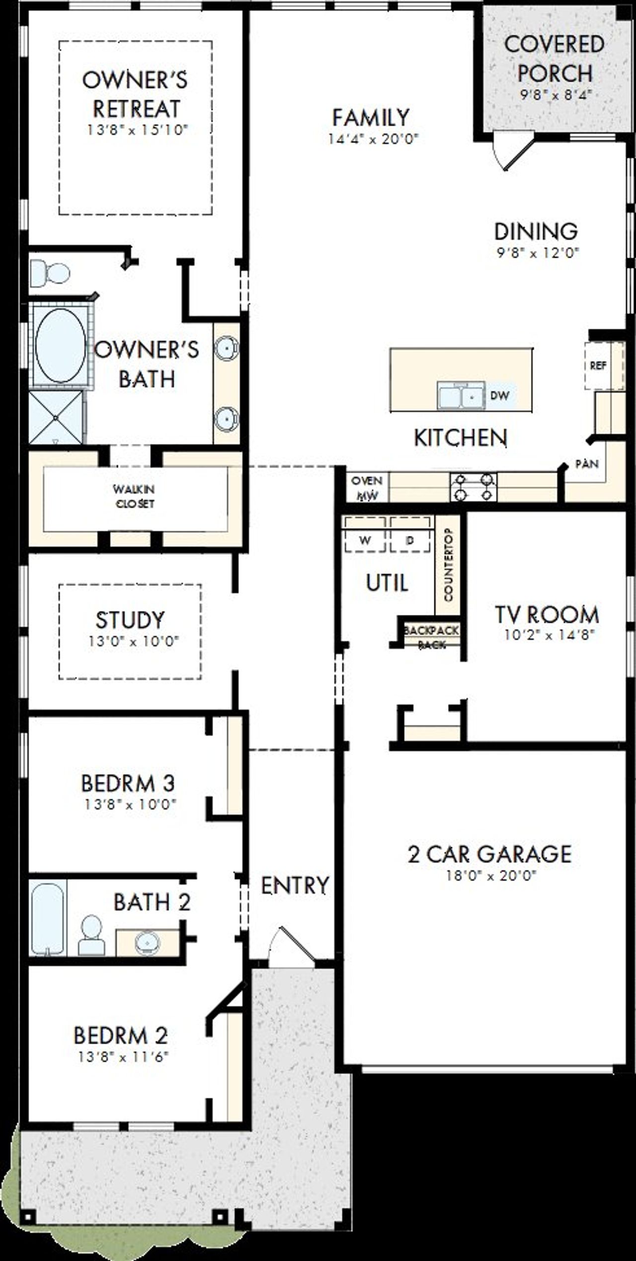 2D floor plan layout of this home in Walsh Classic, Fort Worth, TX (Image 2).